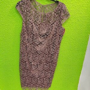 Adrianna Papell Purple Sheath Dress with Cowl Neck